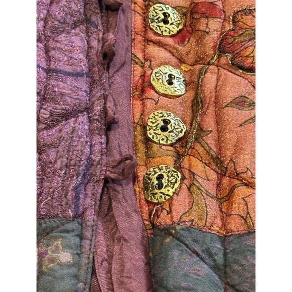 Natural Choice  By S.R.G.  Vintage Boho Patchwork Quilted Reversible Vest Size L - Picture 3 of 10